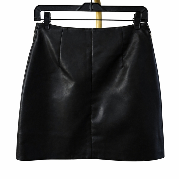 Black Floral Faux Leather Embroidered Stud Skirt - Picture 3 of 7